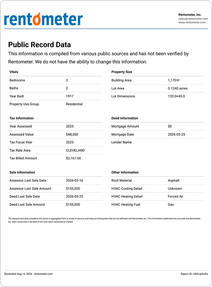 Pro Report public record data page